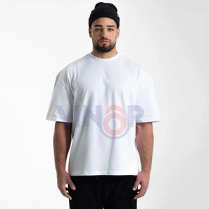Camiseta lisa de 100% algodón de manga corta en blanco con cuello redondo y estampado de logotipo personalizado para hombre, ropa de talla grande más vendida, camiseta para hombre - Product Image 6