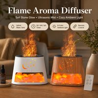 Diffuseur d'arômes électrique 260 ml effet bois, pierre de sel flamboyante, humidificateur d'huiles essentielles en plastique écologique avec lumière colorée, garantie 1 an - Vente chaude