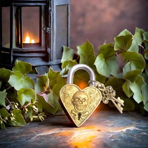 Beautiful Functional Brass <b>Padlocks</b> with Two Keys Golden Man Skull Engraved Waterproof Smart Stainless Steel Material - Product Image 2