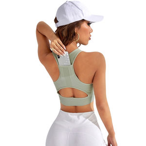 Soutien-gorge de sport sans couture à motif solide avec spandex et nylon Vêtements de fitness de haute qualité Soutien-gorge athlétique respirant à séchage rapide - Product Image 5