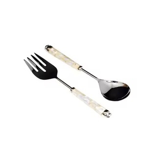 Serveur à salade avec manche en nacre, ustensile personnalisé, cuillère en bois, outils de cuisine - Product Image 1
