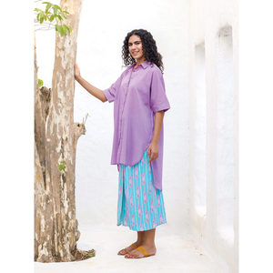 Conjunto de 2 Piezas de Algodón Ivy, Top Holgado de Color Sólido y Pantalones Anchos, Atuendo Casual de Verano - Product Image 2