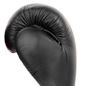 Gants de boxe professionnels 12 oz en cuir, gants d'entraînement à lacets avec sangle de poignet réglable, noir et rouge - Product Image 3