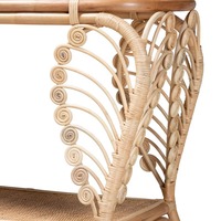 Table Console ovale en rotin de style moderne personnalisable fait à la main étagère décorative en rotin tissé conception en spirale meubles de salon