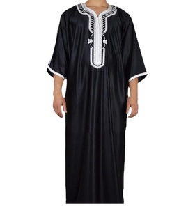 Hombres manga larga Jubba Thobe musulmán árabe moda ropa islámica Arabia Saudita Dubai Kaftan vestido largo Thobe - Product Image 6
