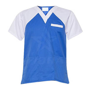 Costumes de gommage col en V à manches courtes avec logo personnalisé avec poche uniformes d'hôpital de couleur unie Type ensembles de gommage avec logo personnalisé - Product Image 6