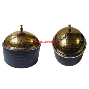 Olla caliente de acero inoxidable con acabado dorado, hecha a mano cazuela de diseñador de calidad superior, calentador de alimentos de Metal de diseñador más vendido - Product Image 3