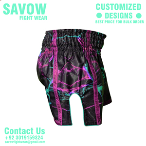 Shorts de Muay Thai en gros avec tissu satiné léger, taille élastique, conçus pour l'entraînement et les combats - Product Image 3