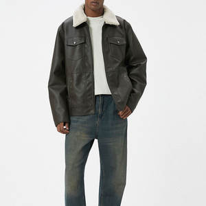 Veste en cuir pour hommes coupe régulière grande personnalité livraison rapide veste en cuir avec logo personnalisé poids lourd à prix réduit - Product Image 2