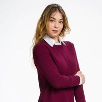 Pull en cachemire et laine mérinos pour femme Sharm, col rond, tricot plat, coupe ample, confortable, style italien décontracté, pour l'hiver