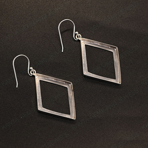 Solid 925 Sterling <b>Silver</b> 20x15mm Kite Shape Frame Dangle Earrings Setting Eco Friendly High Quality Women's Good Ashes Jewelry - Product Image 4