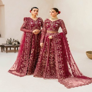 ชุดปาร์ตี้ lehenga choli ของผู้หญิงผ้าโปร่งบาง3ชิ้นงานปักหรูหราชุดสูทงานแต่งงานตามปริมาณ Ramsha - Product Image 5