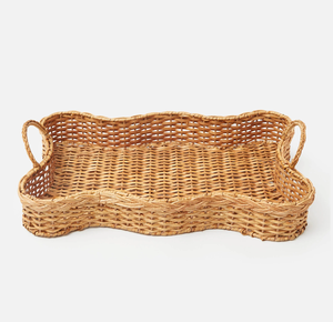 Elegante Bandeja de Servicio de Ratán de Diseño, Bandeja Redonda de Ratán Personalizada para Hotel, Bandeja Flotante para Desayuno - Product Image 1