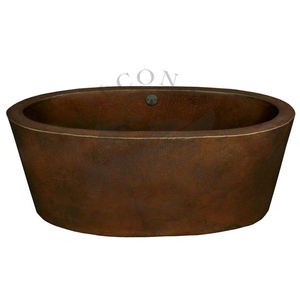 Bañera de baño independiente de cobre martillado a mano de alta calidad con bañeras de baño de desbordamiento - Product Image 1