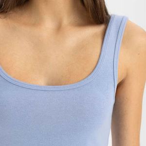 Camiseta sin mangas de algodón acanalado de color personalizado para mujer, chaleco sin mangas ajustado de verano, camiseta sin mangas de algodón transpirable ligera para mujer - Product Image 5