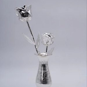 Elegante jarrón floral plateado, elegante decoración para el hogar para sala de estar, boda y uso en la oficina - Product Image 1