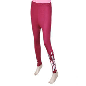 กางเกงรัดรูปพิมพ์ลายสำหรับผู้หญิง-สีน้ำตาลแดง - Product Image 4