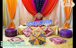 Pufs coloridos hechos a mano para decoración de bodas Pufs de noche Mehndi de estilo tradicional para sentarse Decoración de PUFs indios tradicionales - Product Image 5