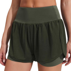 Pantalones cortos de entrenamiento para mujer OEM 2 en 1 diseño de tela transpirable para el gimnasio correr ropa de verano con logotipo personalizado y uso de etiqueta privada - Product Image 1