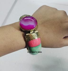 Pierre Naturelle avec Brass & Bone Design vente chaude fait à la main Femme Bracelet manchette 100% Os fait Bracelet - Product Image 1