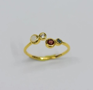 S925 14K chapado en oro Natural ópalo australiano granate anillo lindo mínimo personalizable regalo de compromiso de boda para fiestas nuevo - Product Image 1