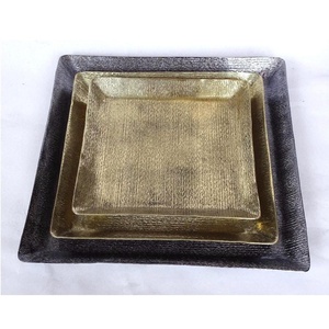 Bandeja de Metal Martillado, Bandeja Rectangular de Latón, Acabado Plateado y Negro, Artesanía de Metal, Latón, Cobre, Plata, Hogar - Product Image 6