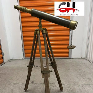 Télescope antique en laiton, nautique, avec fonction de zoom. Télescope décoratif nautique en laiton avec support, cadeau télescope - Product Image 1