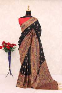 Sari en soie classique tendance indien Bollywood, tissu Jari, dernier design indien pour les fêtes, les mariages, les tenues de mariée, les festivals - Product Image 3