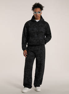 Sweat à capuche en molleton 100% coton biologique à motif uni en gros pour hommes grands Noir Hiver Col à capuche Logo personnalisé - Product Image 5