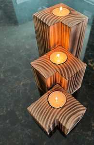 Support de bougie artisanal moderne en bois de manguier pour la décoration de la maison, les centres de bien-être, les salles de méditation, les spas et les stations balnéaires - Product Image 3