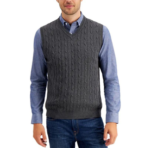 Hombres sin mangas Jacquard Cardigan Diseño personalizado Chaleco de punto Moda Casual Prendas de abrigo OEM ODM a granel al por mayor - Product Image 4