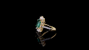 Anillo de Esmeralda Cultivada en Laboratorio con Diamantes Redondos y en Forma de Pera, Anillo Elegante para Fiestas, Regalo de Aniversario de Bodas - Product Image 2