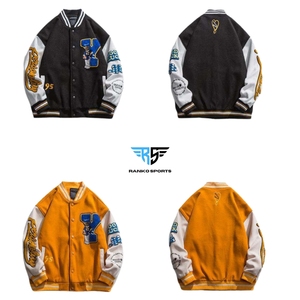 แจ็กเก็ตเบสบอลสำหรับผู้ชายเสื้อแจ็กเก็ตกันหนาวแบบลำลองปกตั้งมีหลายสี - Product Image 3