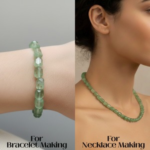 Perles de pierres précieuses en préhnite verte naturelle, coupées en forme de nuget, sur brin de 16 pouces pour la fabrication de bijoux - Product Image 2