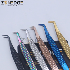 Pince à cils professionnelle de marque privée de meilleure qualité Pince à épiler multicolore Pince à cils droite et incurvée à poignée diamantée - Product Image 5