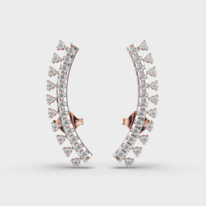 Luxury Lab Grown Diamond Curved <b>Climber</b> <b>Earrings</b> in 18Kt Rose <b>Gold</b> 0.16ct & 0.29ct - Product Image 1