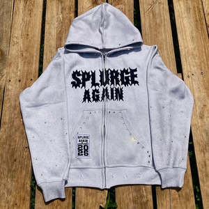 Sudaderas con capucha con apliques personalizados bordados sudaderas desgastadas con diamantes de imitación chaqueta con cremallera lavado ácido Vintage lavado hombres ropa informal de lana - Product Image 5