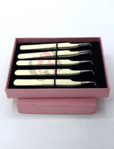 อุปกรณ์ต่อขนตาแบบปลายนาโนไฟเบอร์เคลือบผงงาช้างแบบมืออาชีพอุปกรณ์เสริมความงามติดโลโก้แบบกำหนดเองทำจากสเตนเลสสตีล - Product Image 6