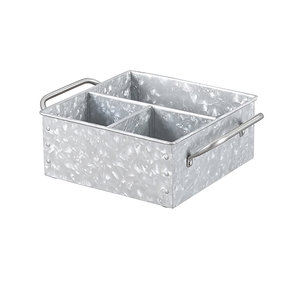 Custom Galvanized Silver Metal 3-Compartment Cutlery Holder in Affordable Price - Product Image 6