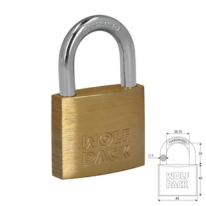 Lucchetto in ottone, catena standard, 50 mm. Confezione blister da 1 pezzo. Resistente - Product Image 1