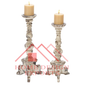 Holder Set of 3 for Table Top Centerpieces High Quality Natural Wooden Antique <b>White</b> Candle T-Light Candle <b>Lantern</b> - Product Image 6