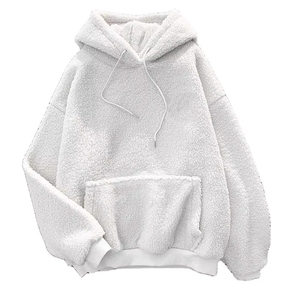 100% puro algodón Sherpa pulóver Sudadera con capucha mujer logotipo personalizado Color grueso capucha impreso sólido bordado al por mayor OEM ODM en blanco - Product Image 1