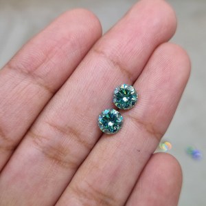 เพชรมอยส์ซอไนต์ทรงกลมสีเขียวสำหรับทำต่างหูเพชรโมอิสซาไนต์และจี้, กำไล, แหวนหมั้น - Product Image 2