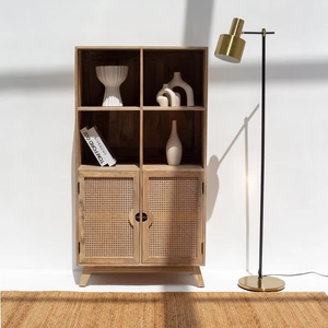 Gabinete de exhibición de puerta de ratán moderno, aparador y Buffet, gabinete de almacenamiento Premium de alta calidad de madera maciza de mango para uso doméstico - Product Image 1