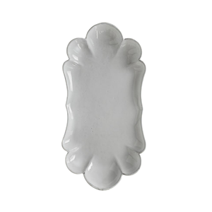 Bandeja de Servir de Terracota Negra Esmaltada en Blanco Hecha a Mano, Plato Decorativo de Metal de Estilo Antiguo, Vajilla Única en Oferta - Product Image 1