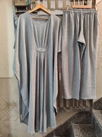 Setelan Kaftan Wol Berkilau Ukuran Bebas dengan Celana Panjang untuk Festival, Kurti Wanita, Pakaian India Pakistan Grosir, Panjang Sedang