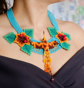 Trendy High Quality Unique Western Beaded <b>Scarf</b> Necklace, Fringe Beaded Bandana - Product Image 1