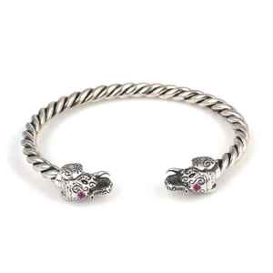 Pulsera unisex Gm con dijes finos, piedras de circonita y diseño de cabeza de elefante retorcida, 6.2 cm de diámetro, 26.93 g - Product Image 5