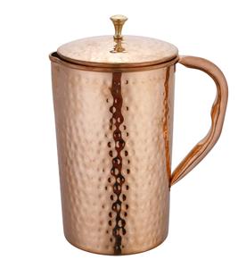 Premium Hammered Copper <b>Water</b> <b>Jug</b> <b>With</b> Brass Knob <b>Lid</b> And Slim Handle For Healthy Drinking Routine - Product Image 3