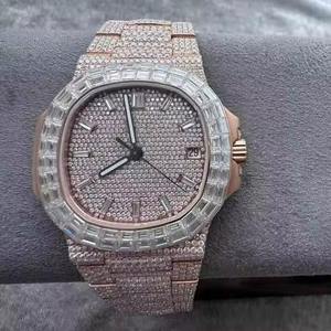 Montre en diamants imperméable Bustdwon, moissanite VVS, mécanique, bijoux en moissanite véritable coûteux, montre avec boîte - Product Image 1